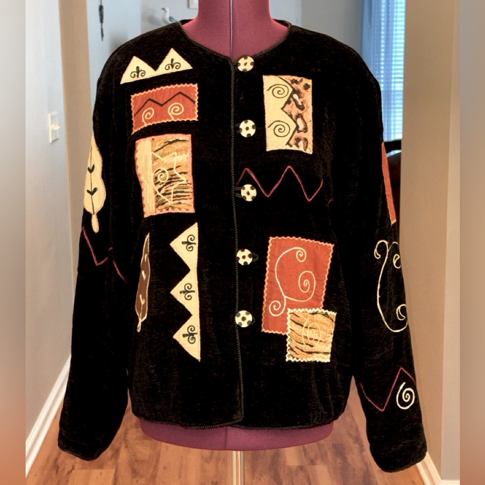 Bohemian Black Patchwork Blazer